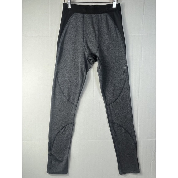 Reebok Mens Leggings Size L Gray & Black Compression Workout Running Breathable - Picture 2 of 14